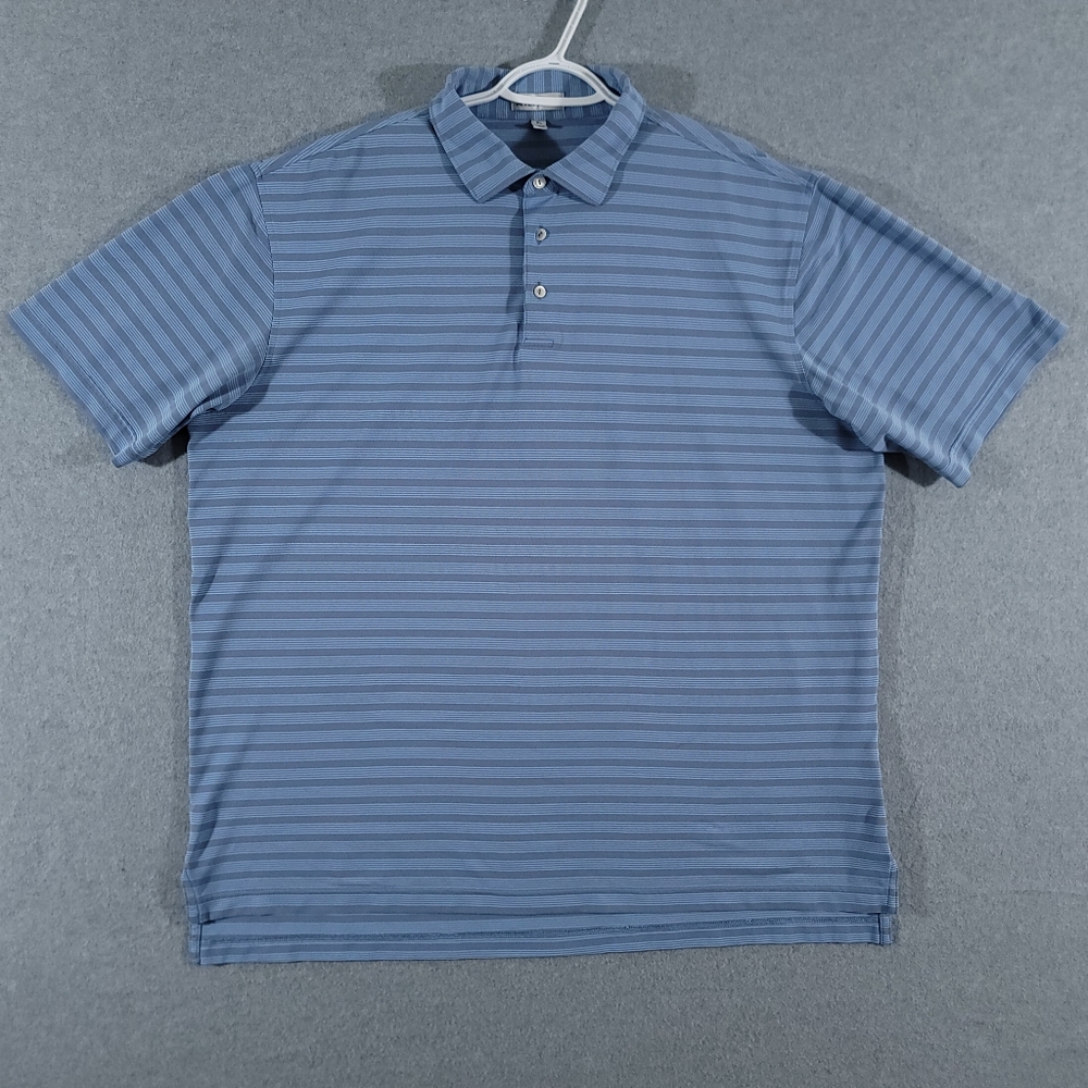Peter Millar Polo Shirt Mens XL Blue Golf Summer Performance Striped